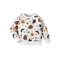 thumbnail image 2 of FEORJGP Kid Toddlers Boy Girl Halloween Sweatshirt Long Sleeve Pullover Round Neck Jumper PumpkinBat Print Hoodies Loose Tops Loose Casual Clothes, 2 of 9
