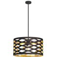 thumbnail image 1 of 4 Light Pendant with Cut Out Drum Shade, Black On Gold, 1 of 1