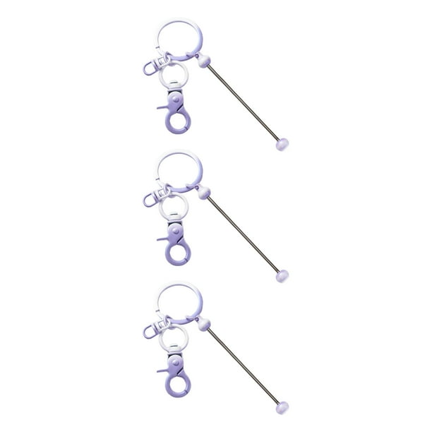 Barra de llavero con cuentas de 3 piezas, llavero con cuentas, artesanías de Color degradado, llavero con cuentas de Metal chapado para proyectos Violeta