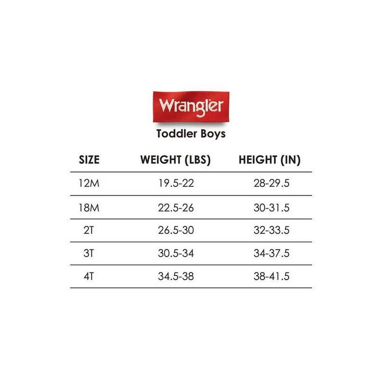 Wrangler boy jeans size hot sale chart