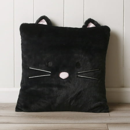 Best Home Fashion Faux Fur Plush Cat Pillow
