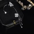 thumbnail image 3 of Artisanal Butterfly Tassel Flower Ear Hanging French No Piercing Ear Clips 4.5x10.2cm Brass Jewelry Single, 3 of 5