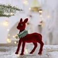 thumbnail image 2 of Flocked Red Reindeer Tabletop Decor - Christmas Mantle Shelf Ornament Holiday Centerpiece Festive Snow Deer Accent Gift(B), 2 of 6