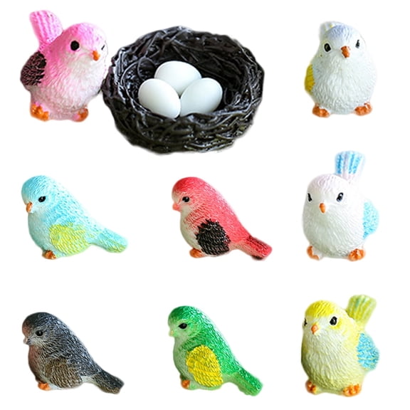 Oraceous 1 Set Tiny Easter Birds Egg Bird Nest Ornament Micro-landscape Adornments