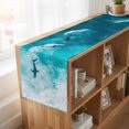thumbnail image 6 of Teal Blue Ocean Shark Table Runner, Coastal Wave Summer Beach Washable Cotton Linen Table Runners 90 Inches Long, Dresser Scarf Runner for Dining/Coffee/Kitchen/Hallway Tables 13''x90'', 6 of 9