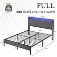 thumbnail image 4 of PORKISS LED Bed Frame Full Size with 3 USB Ports and 1 Type-C Port, Platform Metal Bed Frame with Storage Headboard, No Box Spring Needed, Noise-Free, Dark Gray, 4 of 12