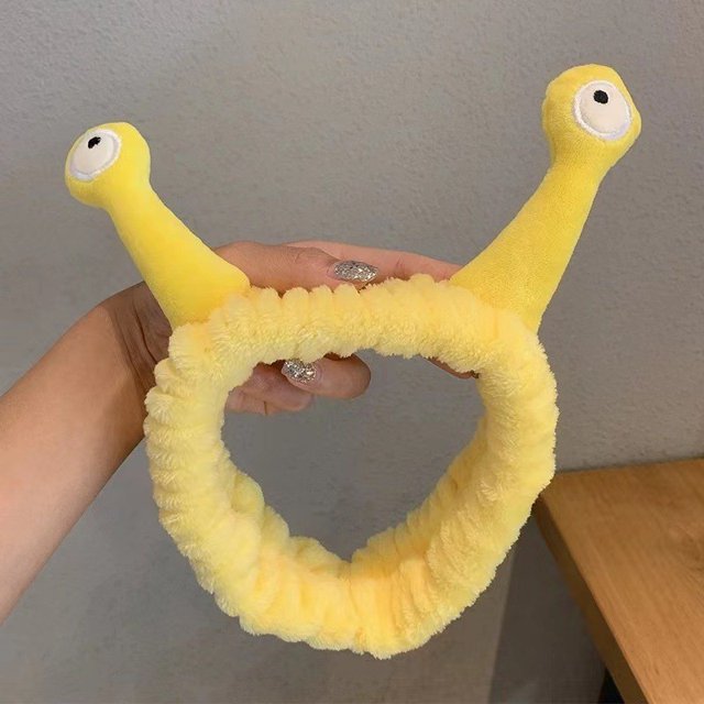Cinturón de pelo con forma de caracol de dibujos animados, bonito cinturón para lavarse la cara, divertido accesorio de peluche para el pelo para niña, tocado a presión