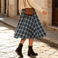 thumbnail image 6 of Lutiedan Plaid Midi Skirts for Women Vintage High Waist A-Line Skirts Casual Trendy Fall Winter Skirts S-XXL,Light Blue, 6 of 8