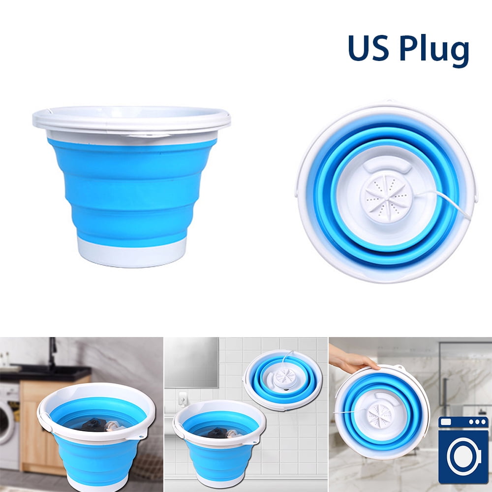 Portable Washing Machine Dorm Ultrasonic Turbo Wash Convenient USB Laundry for Camping Apartment Blue Upgrade Foldable Laundry Basket Business Trip