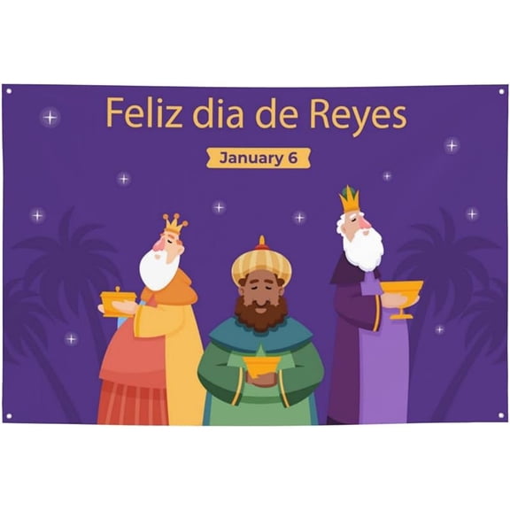 Happy Three Kings Day Epiphany Day Banner 47x71in Decorations Porch Yard Signs Tapestry Backdrops Party Decor Supplies Background Flag