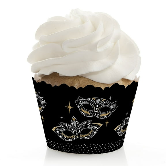 Big Dot of Happiness Masquerade - Carnival Mask Party Decorations - Party Cupcake Wrappers - Set of 12