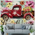 thumbnail image 4 of Nawypu  Truck Bouquet Flowers Peonies Tapestry Yellow Tulips Iris Tapestry Wall Hanging For Bedroom Living Room Dorm Home Decor Red, 4 of 6