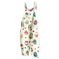 thumbnail image 2 of Haivin Women's Easter Print Linen-Like Overalls, Adjustable Straps with Pockets, Loose Fit Wide Leg for Casual Spring Daily Wear, 2 of 5