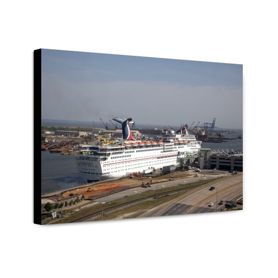 Canvas Print: Ships Cruise The Harbor At The Mobile, Alabama Port, 2010