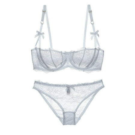 Mnyotv Bra Set for Women Twerk Underwear Sexy Lace Lingerie For Women Comfortable And Breathable Gathered Oversized Bra Set White M