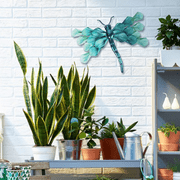 Liffy Metal Dragonfly Wall Art - 14 Decorative Green Dragonfly with Leaf-Shaped Wings, Perfect for Indoor or Outdoor Decor