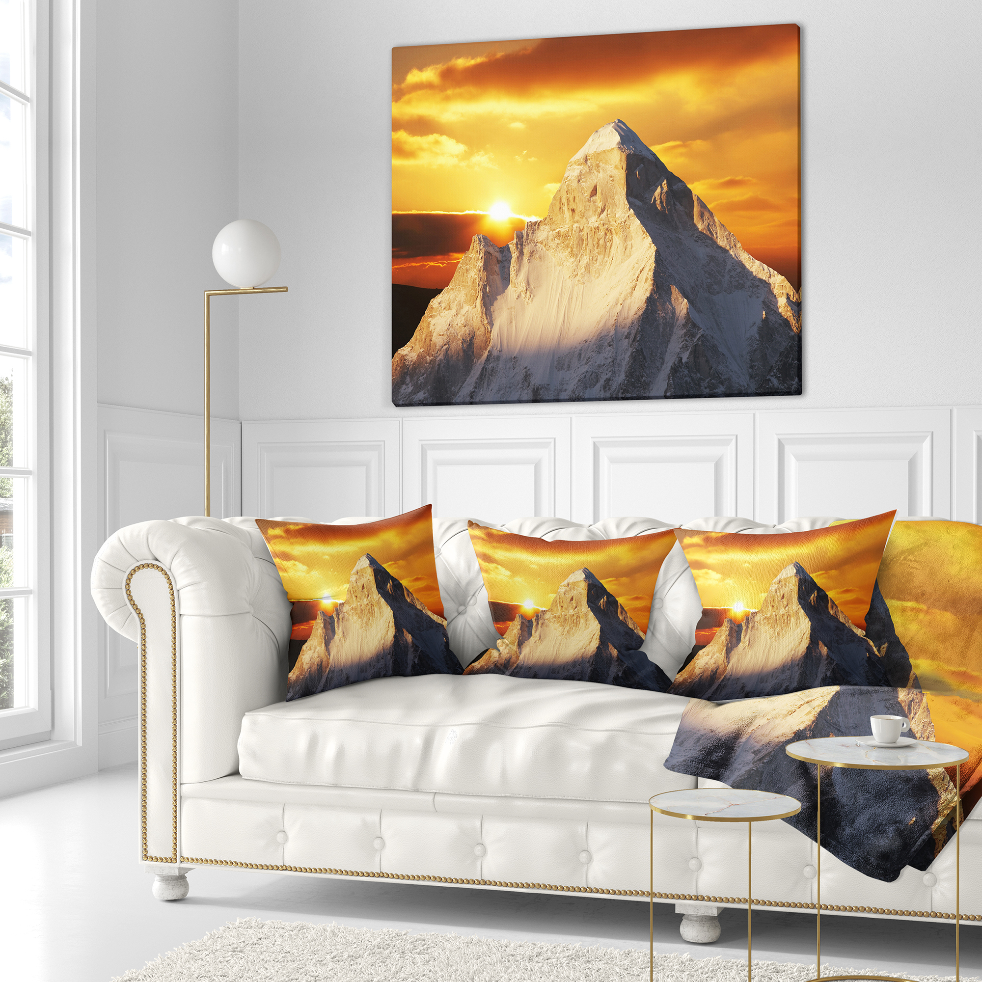Designart Shivling Garhwal Himalaya At Sunset - Landscape Printed Throw Pillow - 16x16