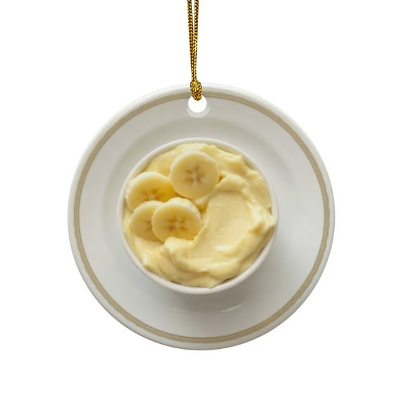 Banana Pudding Sweet Treats Dessert Creamy Puddings Lover Christmas Ornament, Foodie Gift for Kitchen, Chef Cooking Food Novelty Xmas Ornament (Flat Printed Ceramic, NOT 3D)