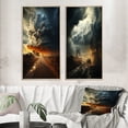 thumbnail image 1 of Designart "Storm Raging SPIRAL II" Storms Framed Wall Art Set Of 2 - Grey Landscapes Framed Canvas Set For Living Room Decor, 1 of 6