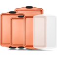 thumbnail image 1 of NutriChef 5-Piece Bakeware Set – Premium Non-Stick, Stackable Kitchen Baking Pans with Silicone Handles – Includes 3 Cookie Sheets, Baking Pan & Lid – Perfect for Cakes, Cookies & Brownies, 1 of 8