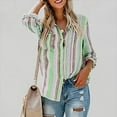 thumbnail image 6 of under 10.00 LYXSSBYX Womens Tops Long Sleeve under $15 Womens Fashion V Neck Striped Roll Up Sleeve Button Down Blouses Tops With Pocket Loose Shirt, 6 of 8