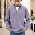 thumbnail image 2 of HAiming Boys Corduroy Tops Stand Collar Quarter Zip Long Sleeve Casual Solid Color Loose Pullvoer Blouse, 2 of 7