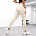 thumbnail image 6 of GXWEA Leggings For Women Ladies Full Length Stretch Yoga Leggings Textured Hip Panel High Rise Daily Fitness Pants(L,Beige), 6 of 7