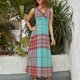 thumbnail image 2 of Geometric Grid Vestido Sin Mangas Para Mujer, Traje De, Ropa De Cumpleaños, Verano, 2 of 5