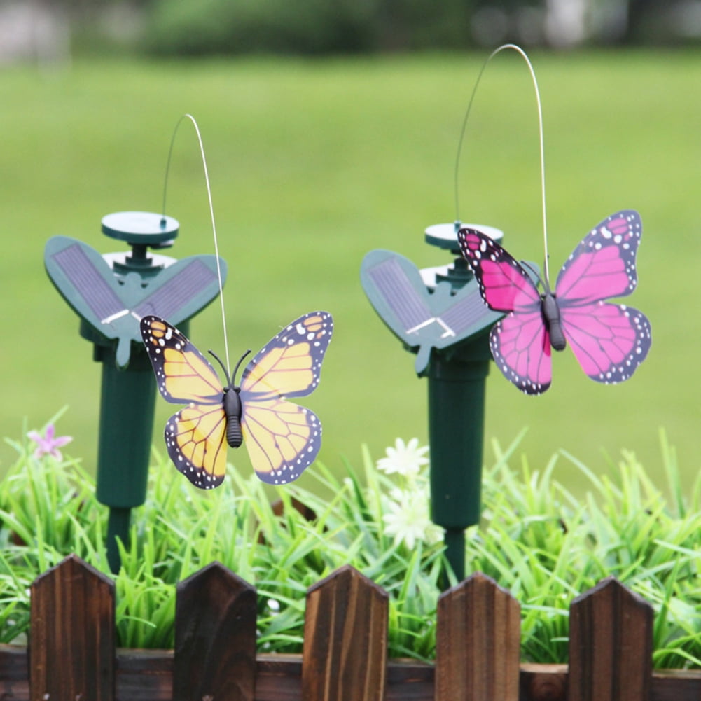 LA TALUS Solar Powered Flying Fluttering Fake Butterfly Yard