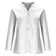 thumbnail image 3 of LEAVINGSUO Long Blouses for Women Women's Summer Casual Long Sleeve Blouse V Neck Solid Tops T-Shirt, 3 of 4