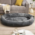 thumbnail image 4 of Human Dog Bed for Adult, Giant Extra Large Memory Foam Human Size Pet Bed for People, Fluffy Plush Dog Bed for Human with Storage Pocket Cover Portable Handle Non-Slip Bottom, 4 of 9