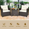 thumbnail image 5 of Gymax 3PCS Outdoor Patio Rattan Conversation Set Garden Yard w/ Off White Cushions, 5 of 10