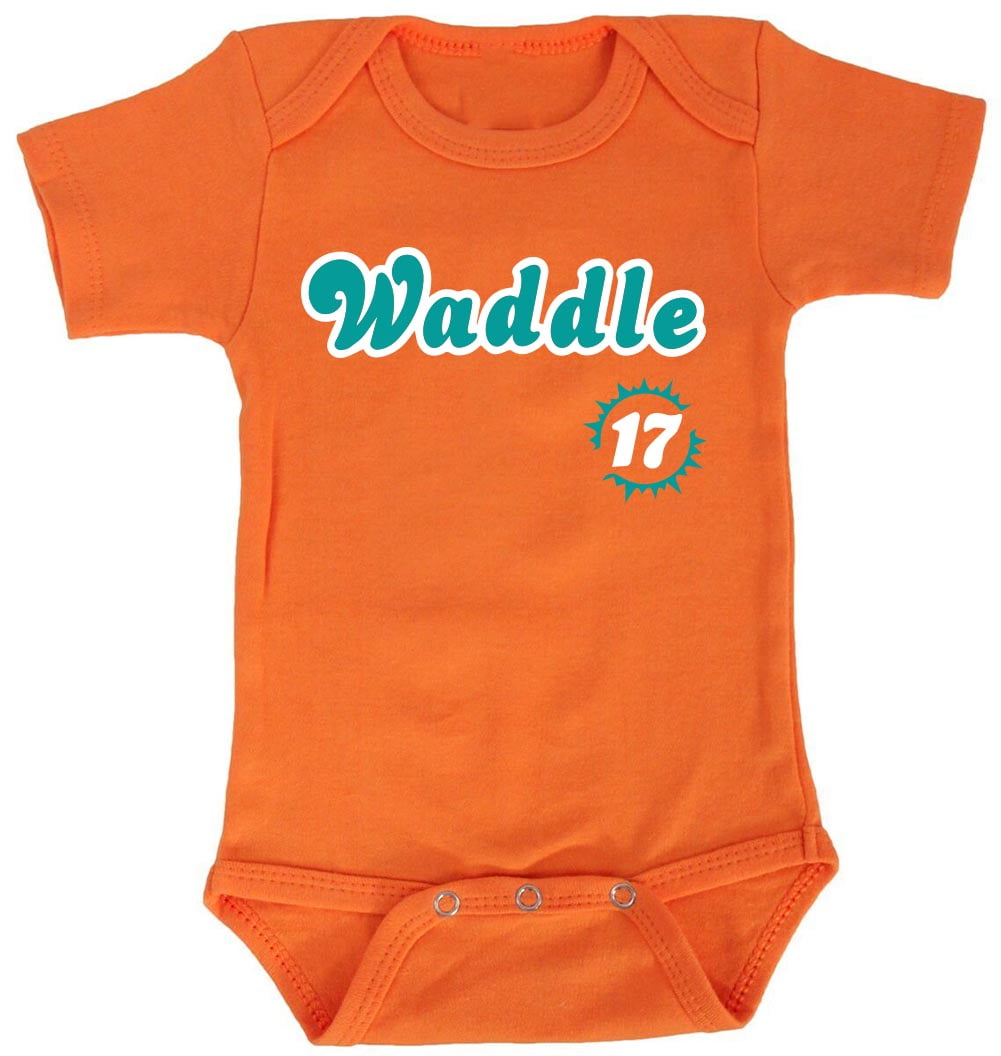 ORANGE Dolphins Jaylen Waddle 17 Logo Baby 1 Piece 