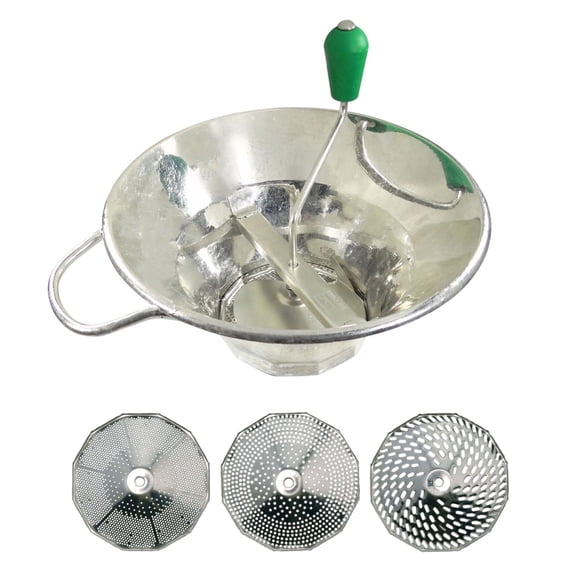 Louis Tellier - Manual Tin Plated Food Mill - Professional - Includes 3 Discs - High Productivity (3.3 lbs/Minute) - Soups, Purees, Compotes, Coulis – Robust
