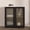 Tall Black Glass Door, variant on From the Tree Furniture Arden Low Storage Cabinet, Black, 32"W Modern Sideboard with Soft-Close Wood Doors, Modular Accent Cabinet