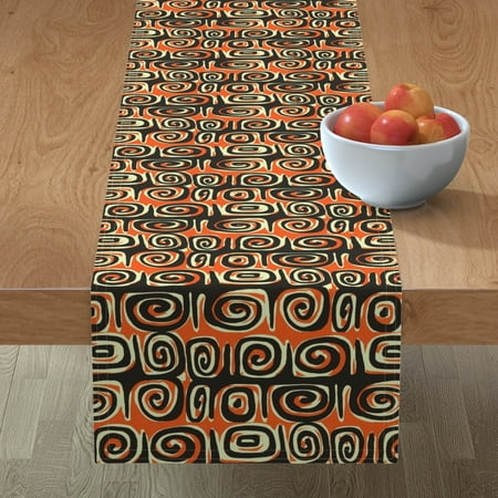 

Cotton Sateen Table Runner 90 - Matuku Orange Tiki Mid Century Mod Retro Beach Absratciva Print Custom Table Linens by Spoonflower