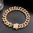 thumbnail image 3 of Hip Hop 13MM Cuban Link Chain Bracelet For Men Women Luxury Bling Iced Out Full Rhinestone Paved Cuban Chain Jewelry Wholesale GC, 3 of 6