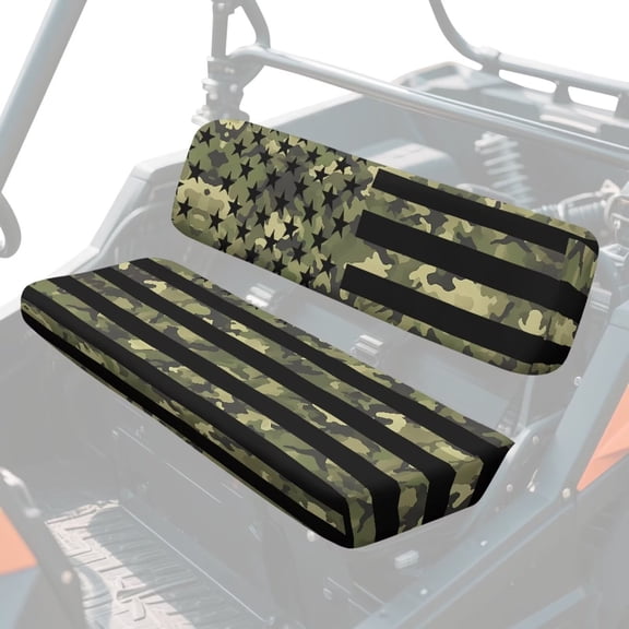 Garronmavis UTV Seat Covers Anti-Slip Protection for Kawasaki Mule Seats Polyester Fabric UTV Seat Covers with Elastic Edges Compatible with Mule 3010 4x4(2001-2008) Camouflage American Flag