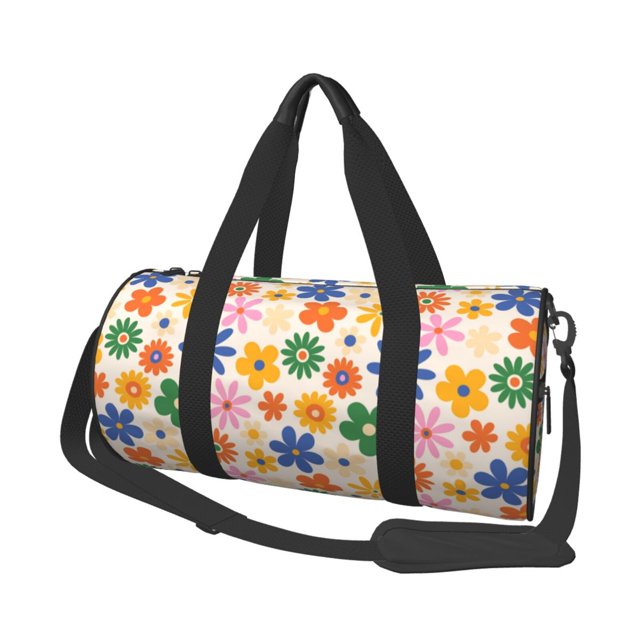 Balery Groovy Daisy Flowers Bolsa de Gimnasio para Mujeres y Hombres, Bolsa de Viaje Impermeable, Bolsa de Fin de Semana con Compartimento para Zapatos y Bolsillo Húmedo