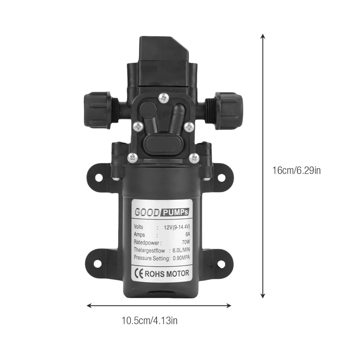 12V Water Pump 130PSI Self Priming High Pressure Diaphragm Pump with Auto Switch for RVs, Boats, and Outdoor Use