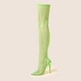 thumbnail image 5 of Fishnet Clear Thigh High Boots for Women Sexy See Through Mesh Stiletto High Heel over The Knee Dress Tall Boots, 5 of 6
