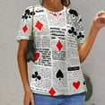 thumbnail image 6 of Poker Card Print Womens Tops Women's Fashion Casual Short Sleeve Flower Print Round Neck Pullover Top Blouse, 6 of 6