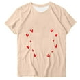 thumbnail image 2 of Aufmer 2 Pcs T-Shirt à Manches Courtes Imprimé pour Femmes, T-Shirt Col Rond Décontracté avec Motif à la Mode, Haut en Polyester Doux pour Printemps Été, Usage Quotidien Polyvalent pour Diverses Occasions (Beige), 2 of 3
