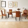 thumbnail image 3 of VECELO Set of 4 Dining Chairs, Upholstered PU Leather Dining Room Chair with High Back, Modern Parsons Chair for Kitchen, Brown, 3 of 13