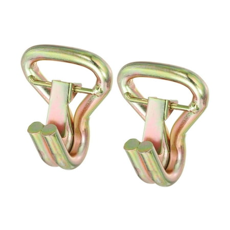 

Ratchet Double J Strap Hook with Latch Load 11023 Lbs Zinc Color for 2 Tie Down Strap 2 Pack