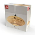 thumbnail image 3 of 1-Light Matte Black Pendant Light with Blonde Bamboo Shade, 3 of 9