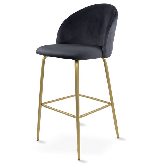 Silla Alta Mirel Zurich Para Barra de Cocina Banco Desayunador Tapizado con Asiento Suave Gris