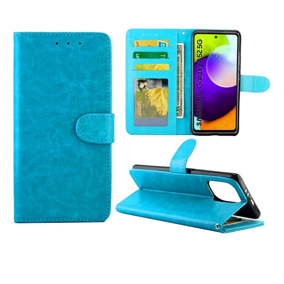 For Samsung Galaxy A52 5G / 4G Crazy Horse Texture Leather Horizontal Flip Protective Case with &