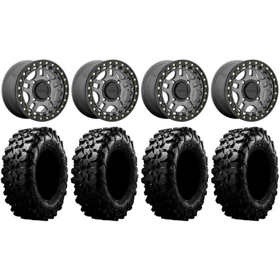KMC Recon Beadlock 15" Wheels Gunmetal 31" Carnivore Tires Sportsman RZR Ranger