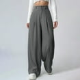 thumbnail image 4 of Wide Pants, Audhol Womens Casual Wide Leg Dress Pants High Waist Tailored Down Trousers with Pockets Womens office Pants Grey XL, 4 of 8